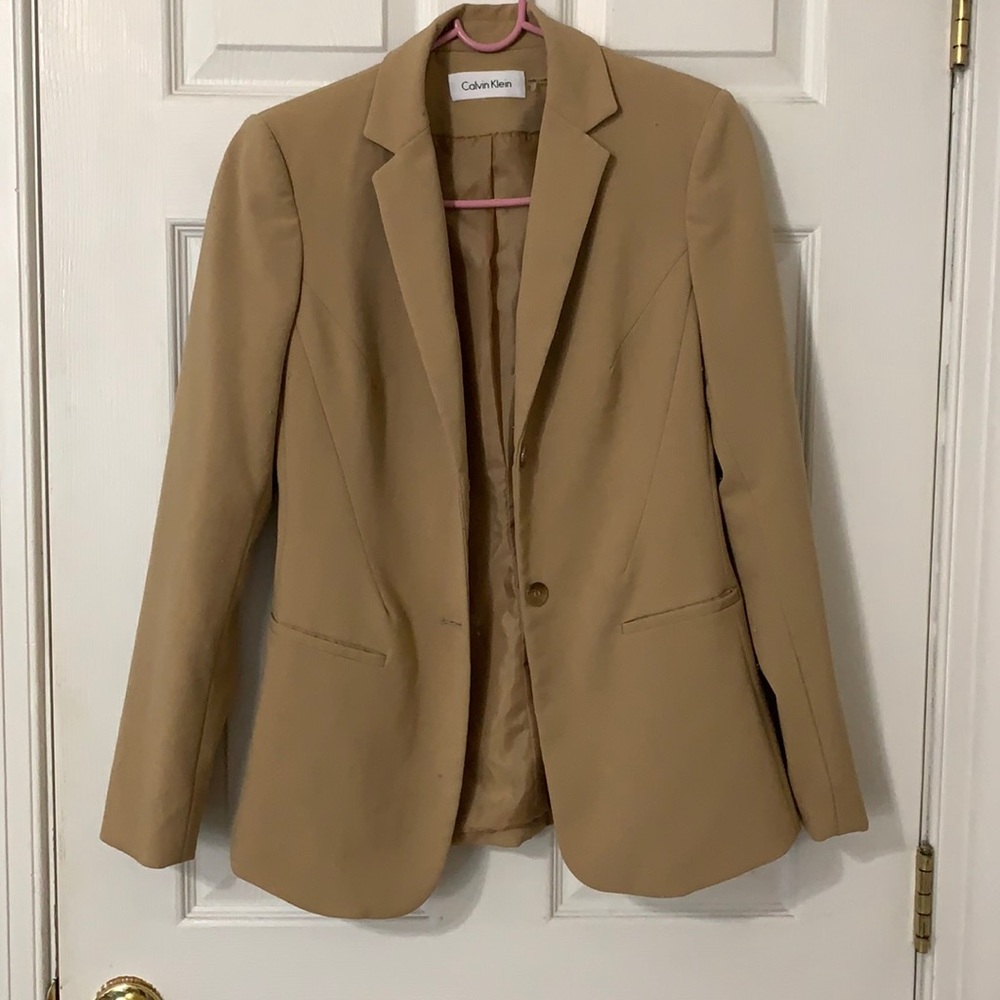Tan Camel Calvin Klein Blazer Suit Jacket